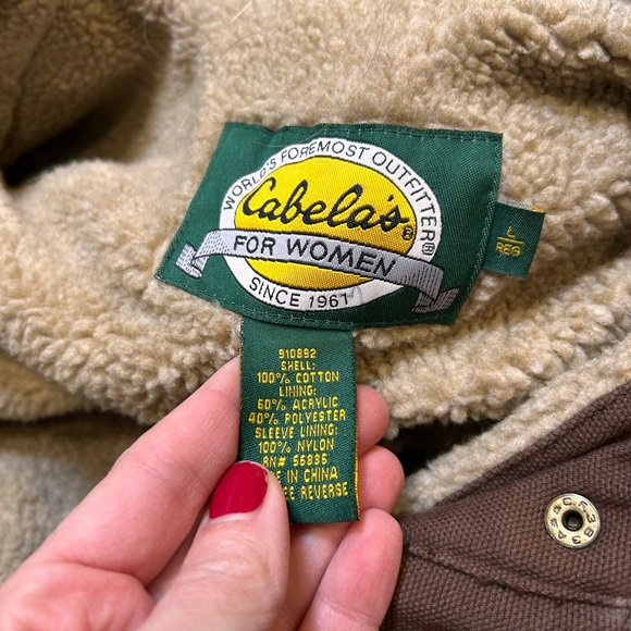 Cabelas women’s fleece Sherpa lined duck canvas chore coat size large barn work - Picture 3 of 10